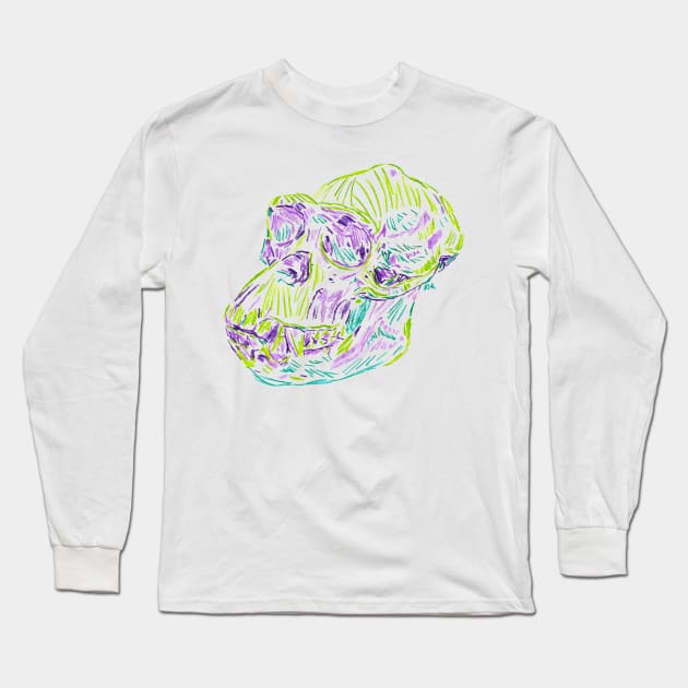 2021 03 skulls chimp Long Sleeve T-Shirt by Katherine Montalto